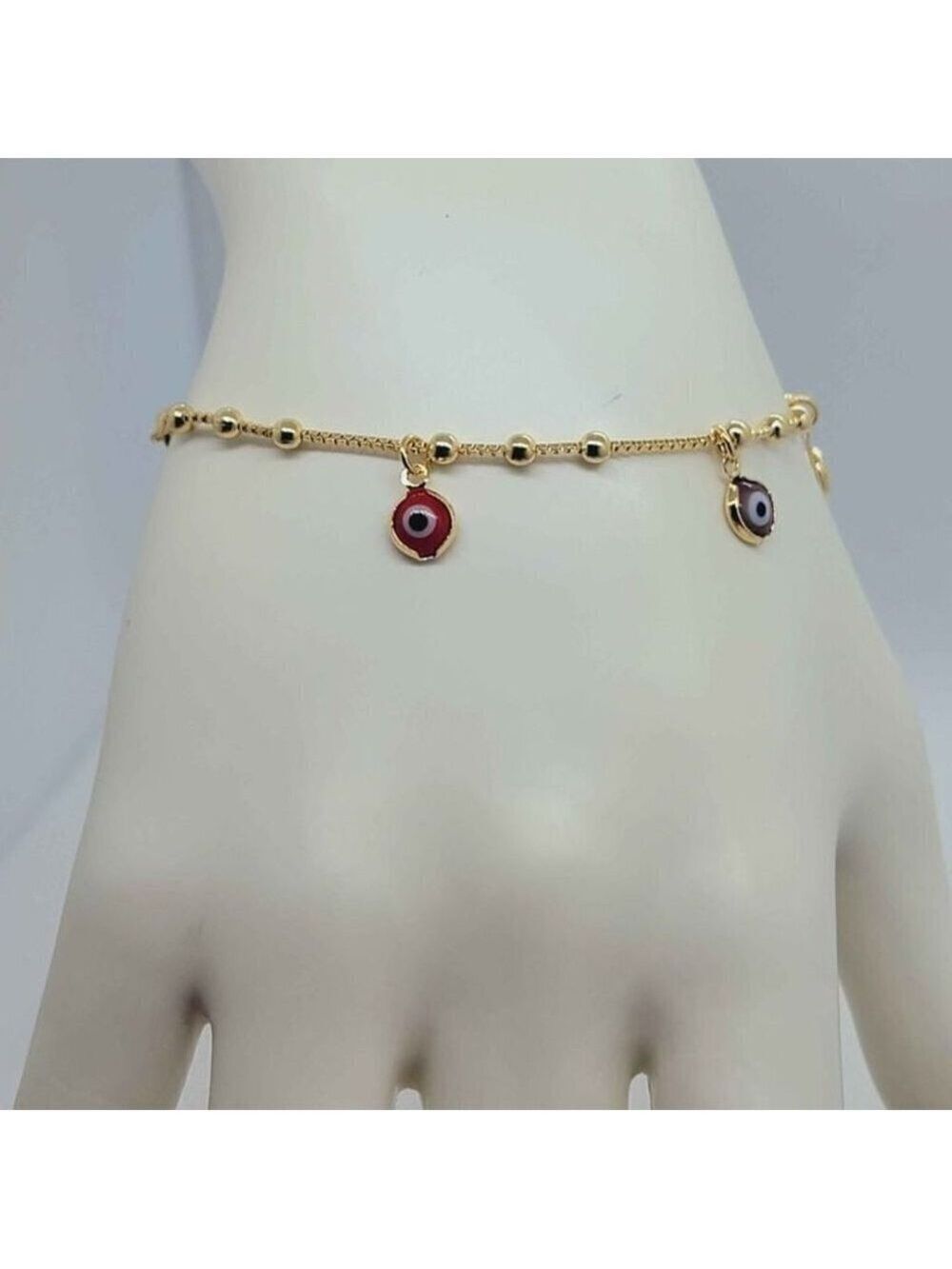 Brand New Brazilian 18k Gold Filled Multi Colors Evil Eye Bracelet - Picture 2 of 6